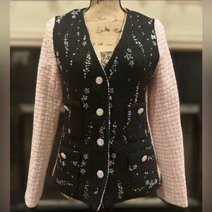 Sister Jane Black and Pink Embellished Blazer